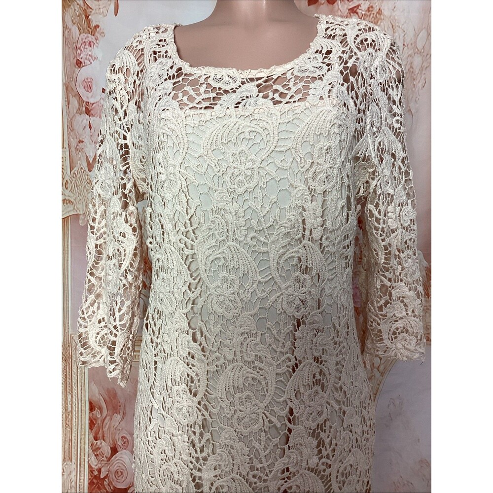 Cato Lace Sheath Dress Blush Pink 3/4 Sleeve Lined Women’s Size 10 - Picture 3 of 9
